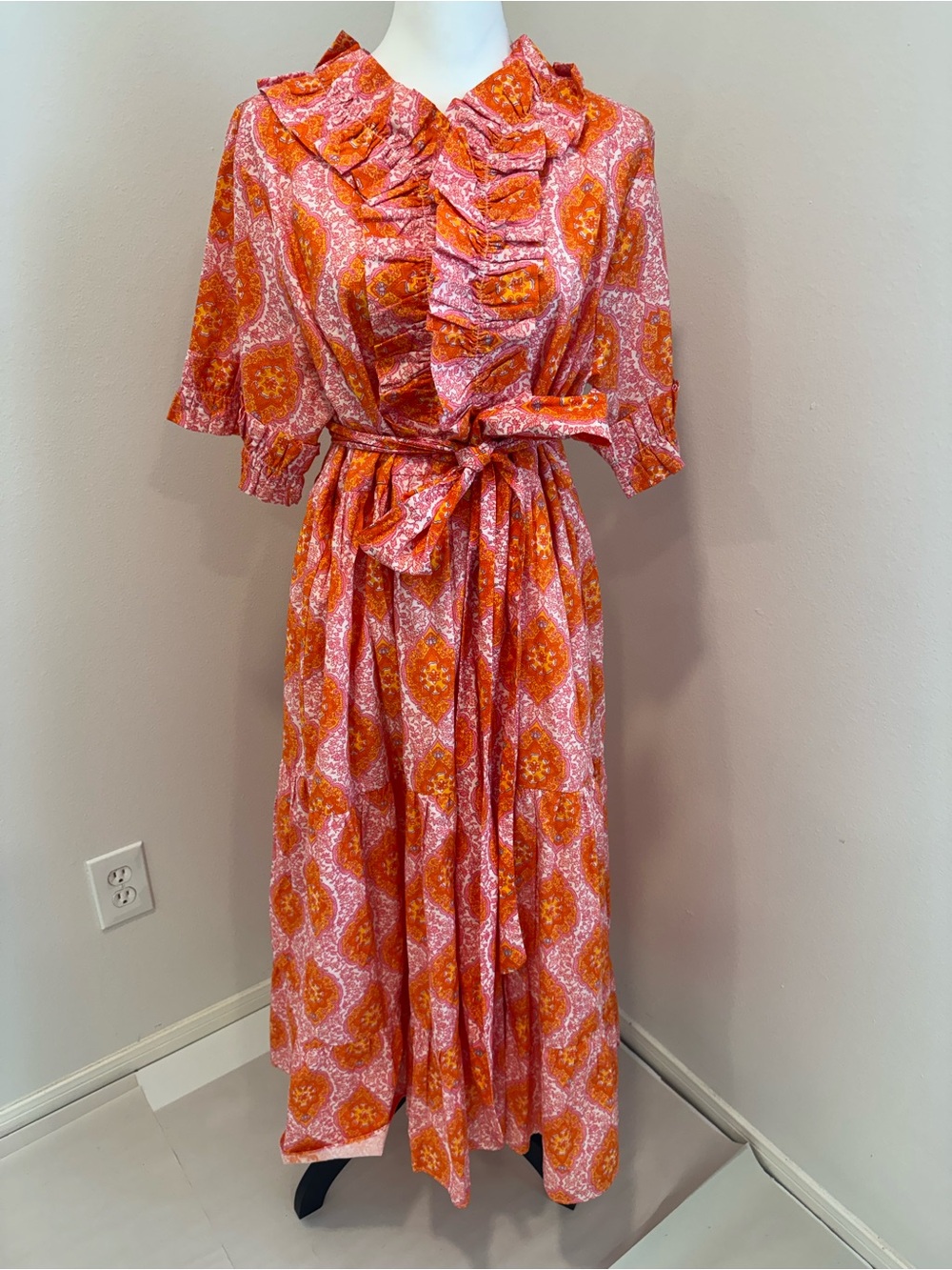 Elizabeth Wilson Ruffle Maxi Dress with Tie Waist XXL - Picture 2 of 6